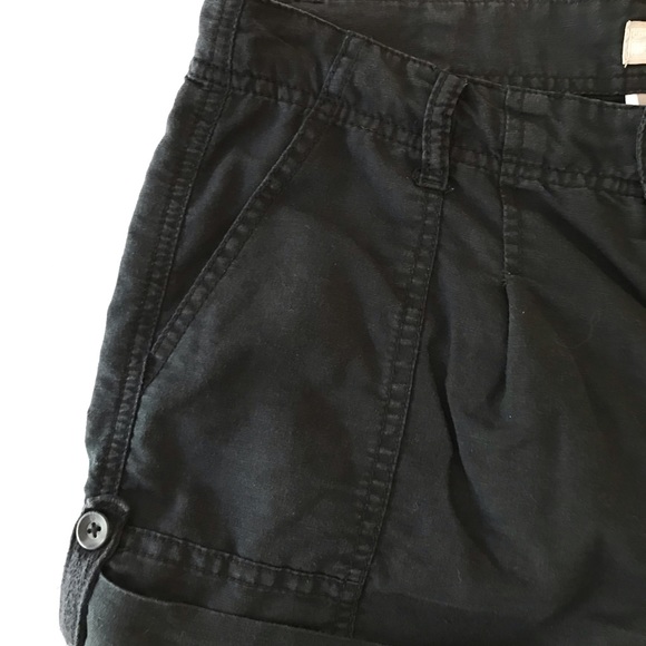 CONVERSE BLACK LINEN CARGO STYLE SHORTS SIZE 4 - Picture 5 of 5
